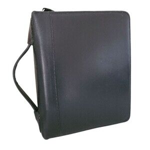 vintage franklin covey classic genuine leather zip-around planner 2" made in USA
